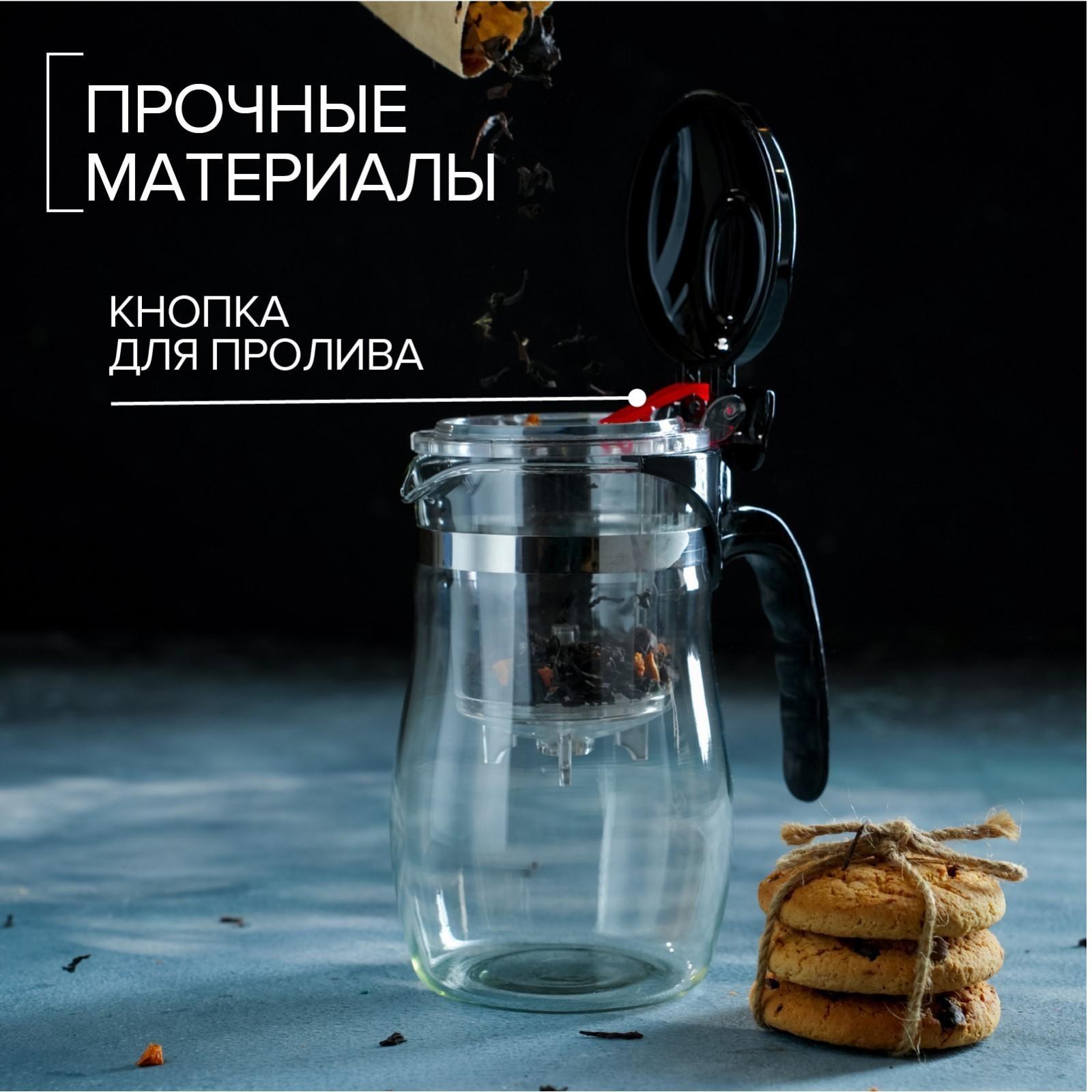 Чайник стеклянный заварочный Magistro «Мехико», 500 мл, с металлическим ситом, пластиковая колба