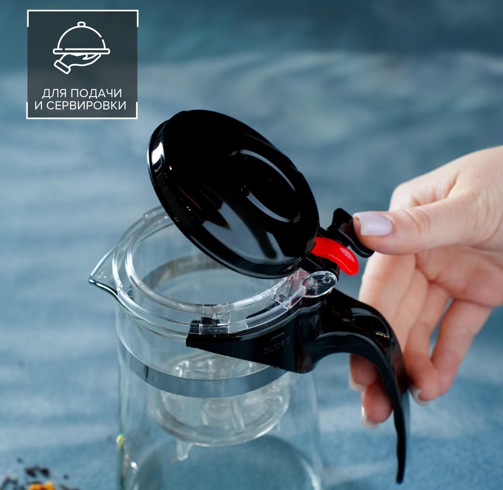 Чайник стеклянный заварочный Magistro «Мехико», 500 мл, с металлическим ситом, пластиковая колба