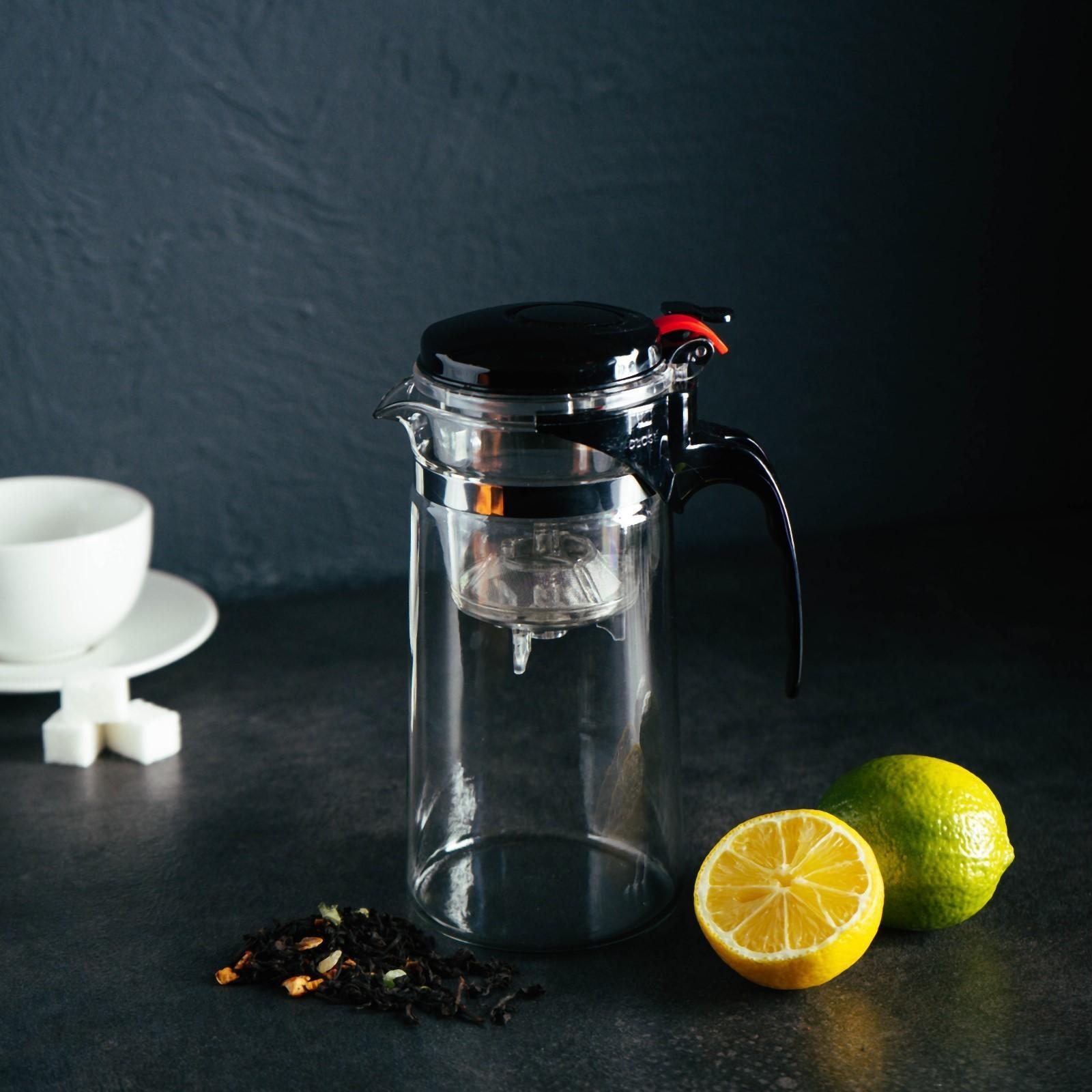 Чайник стеклянный заварочный Magistro «Мантана», 900 мл, с пластиковым ситом