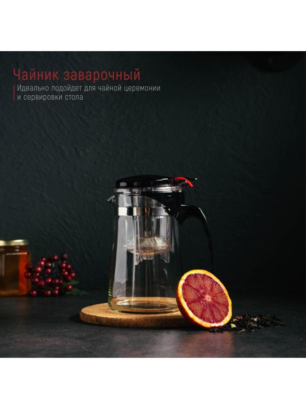 Чайник стеклянный заварочный Magistro «Мантана», 900 мл, с пластиковым ситом