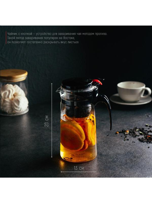 Чайник стеклянный заварочный Magistro «Мантана», 900 мл, с пластиковым ситом
