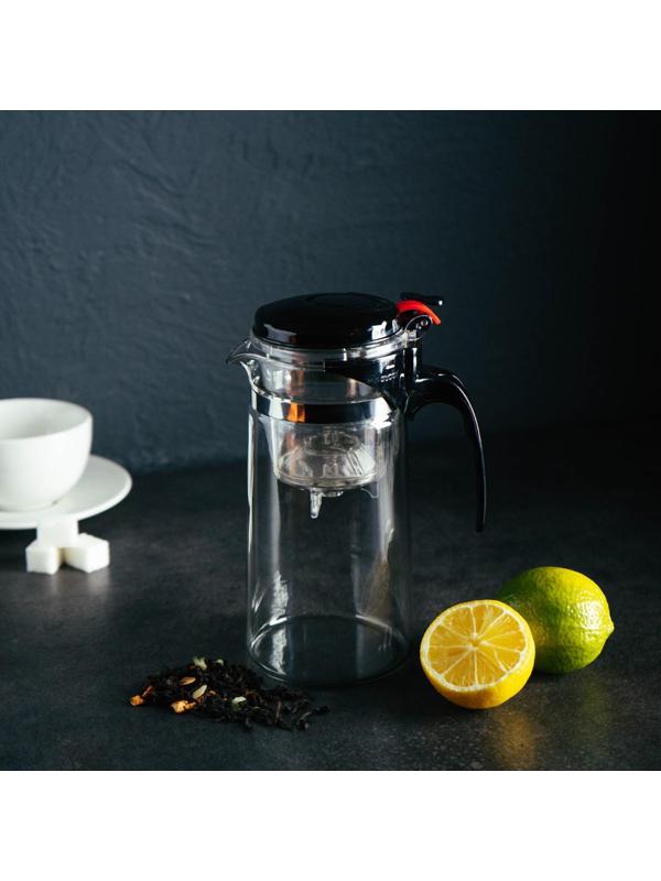 Чайник стеклянный заварочный Magistro «Мантана», 900 мл, с пластиковым ситом