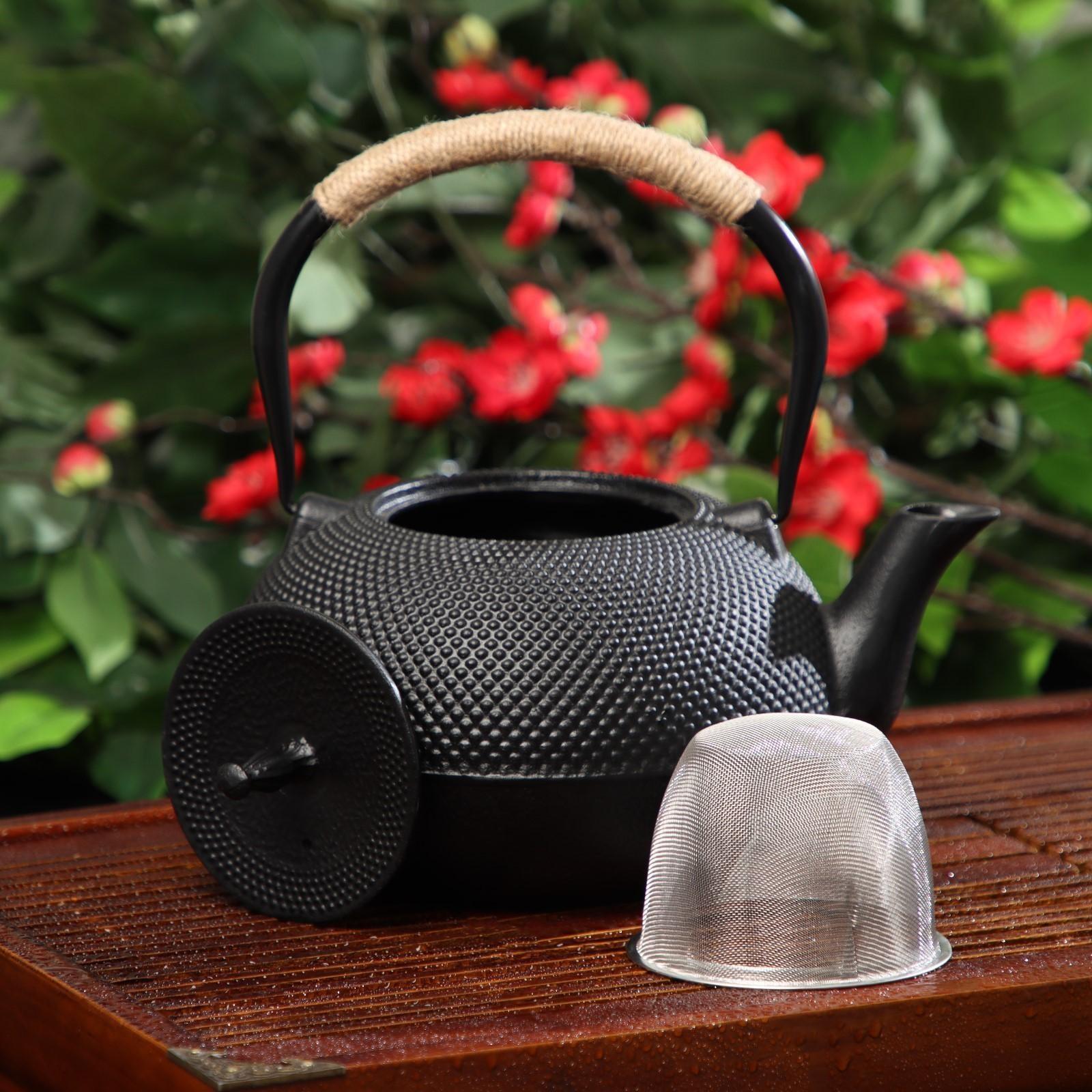 Чайник чугунный Доляна «Восточная ночь», 1,6 л, с ситом, цвет чёрный