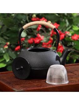 Чайник чугунный Доляна «Восточная ночь», 1,6 л, с ситом, цвет чёрный