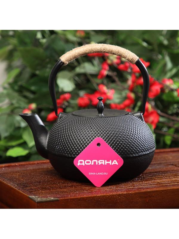 Чайник чугунный Доляна «Восточная ночь», 1,6 л, с ситом, цвет чёрный