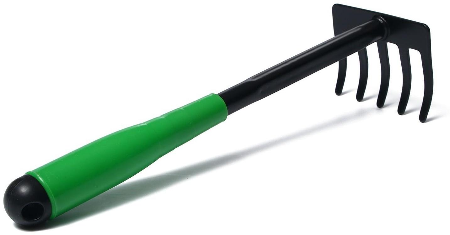 Грабли, длина 30 см, пластиковая ручка, зелёные