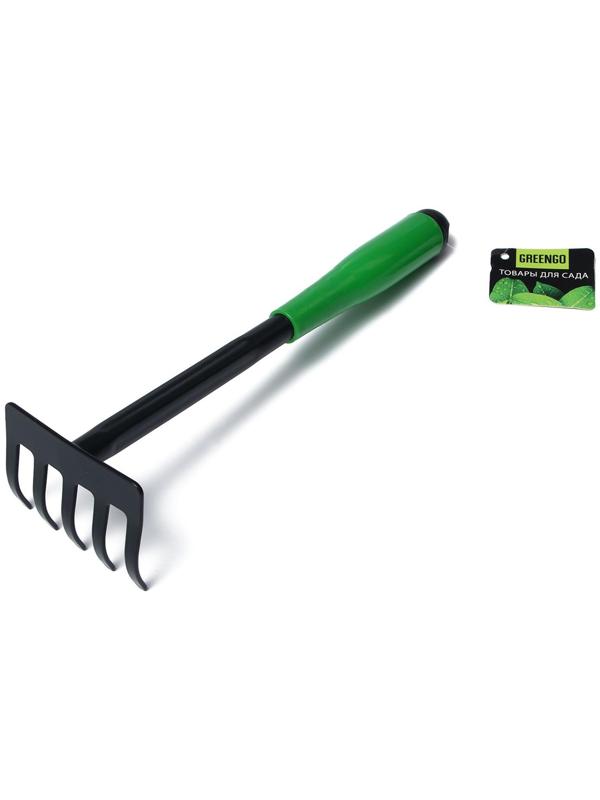 Грабли, длина 30 см, пластиковая ручка, зелёные