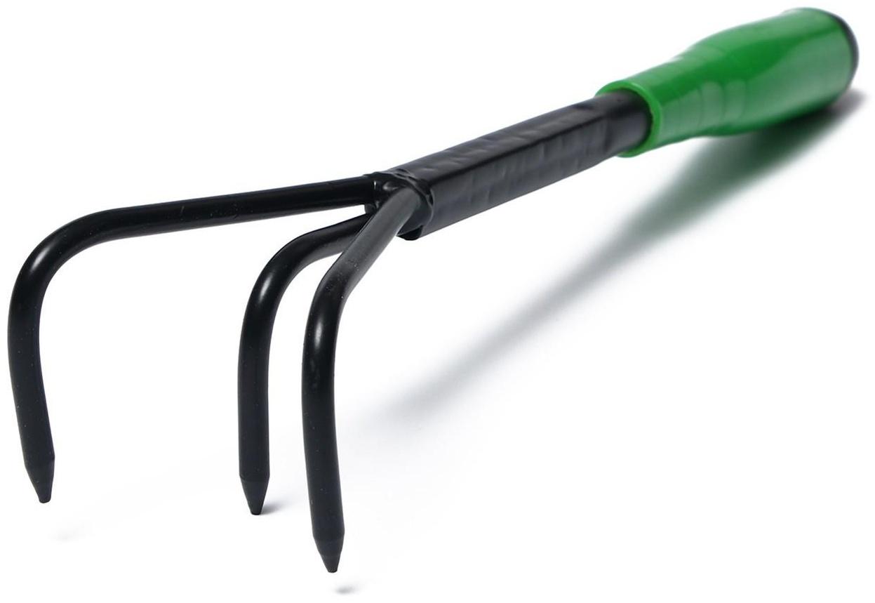 Рыхлитель, длина 35 см, 3 зубца, пластиковая ручка, зелёный