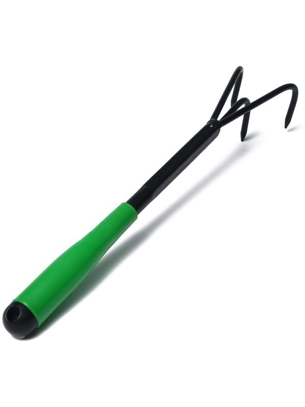 Рыхлитель, длина 35 см, 3 зубца, пластиковая ручка, зелёный