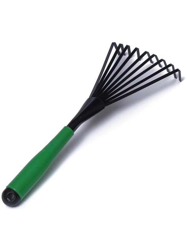 Грабли веерные, пластинчатые, длина 40 см, 9 зубцов, металл, пластиковая ручка