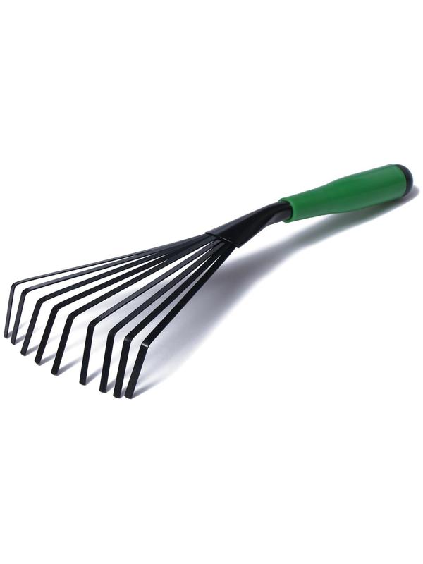 Грабли веерные, пластинчатые, длина 40 см, 9 зубцов, металл, пластиковая ручка