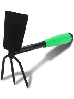 Мотыжка комбинированная, длина 29 см, 3 зубца, пластиковая ручка, зелёная