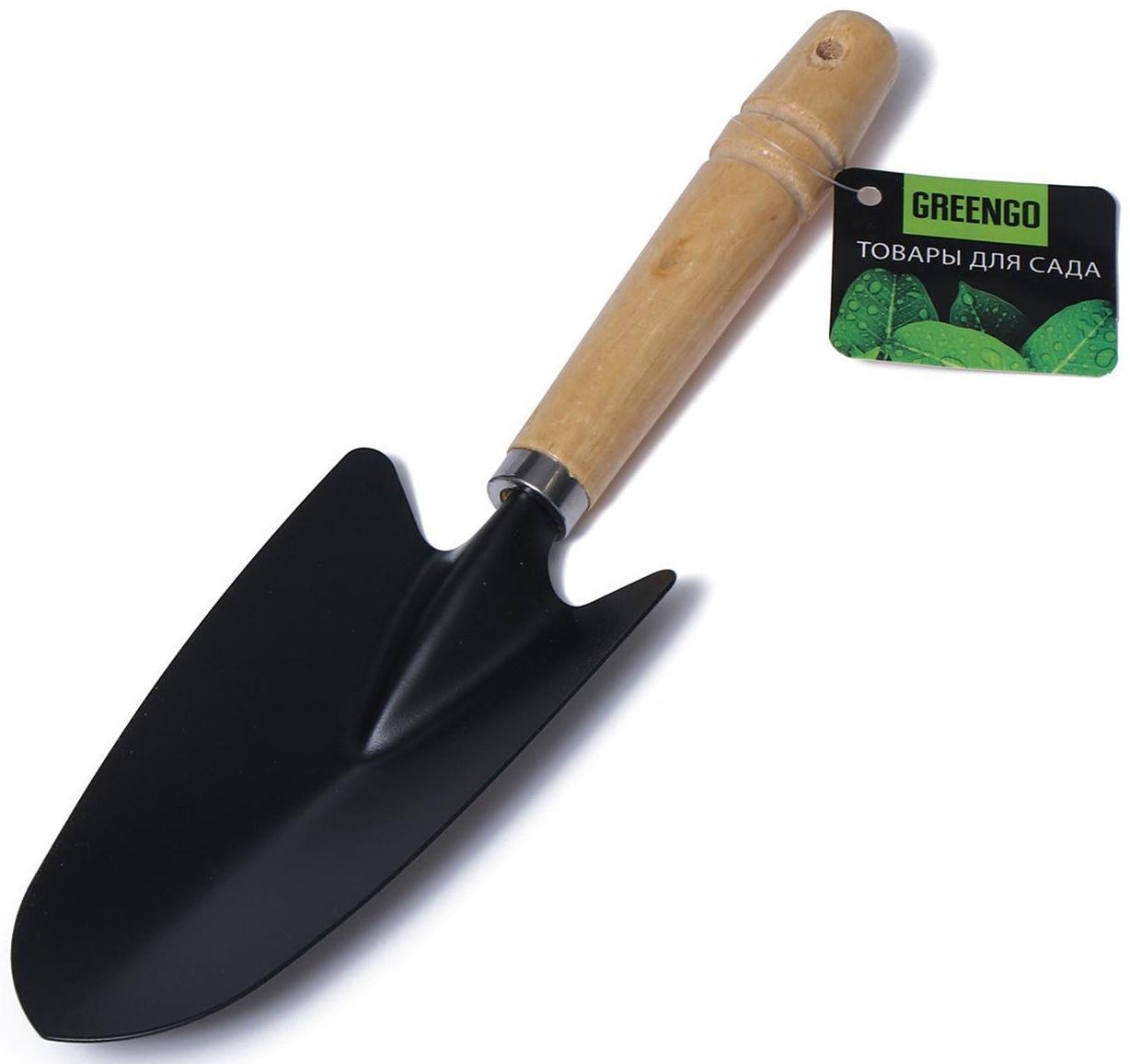 Совок посадочный, длина 27 см, ширина 7 см, деревянная ручка