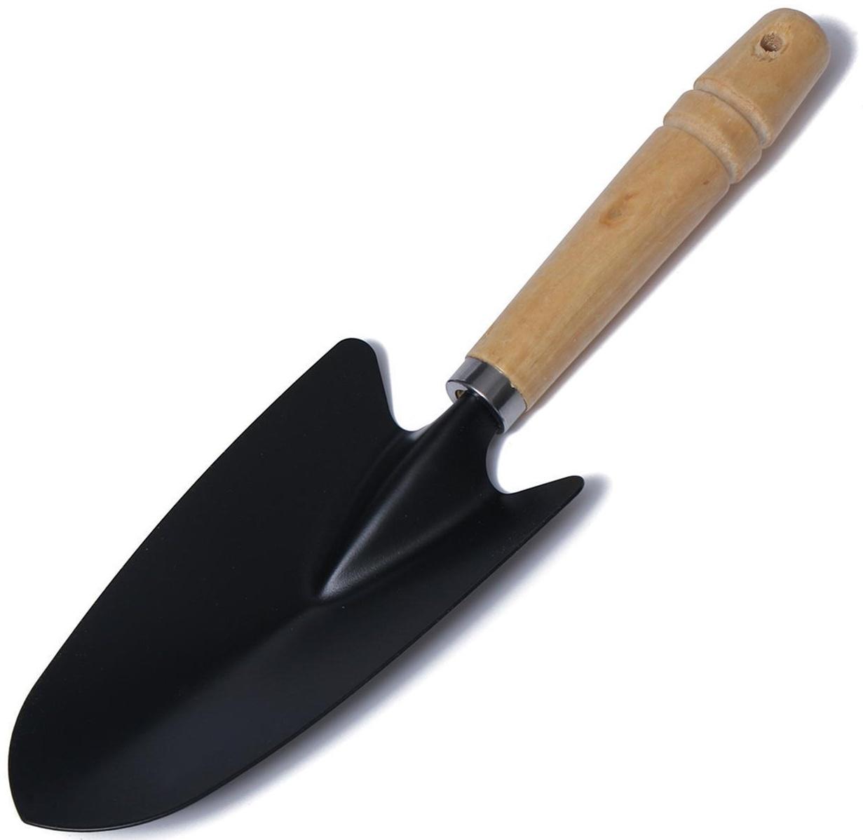 Совок посадочный, длина 27 см, ширина 7 см, деревянная ручка