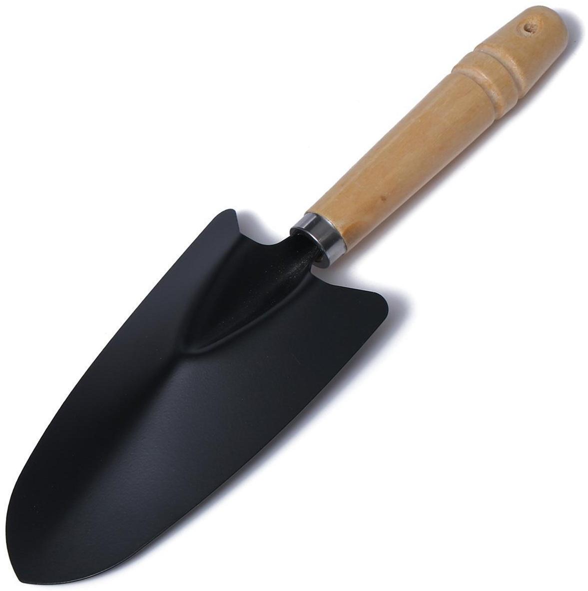 Совок посадочный, длина 27 см, ширина 7 см, деревянная ручка