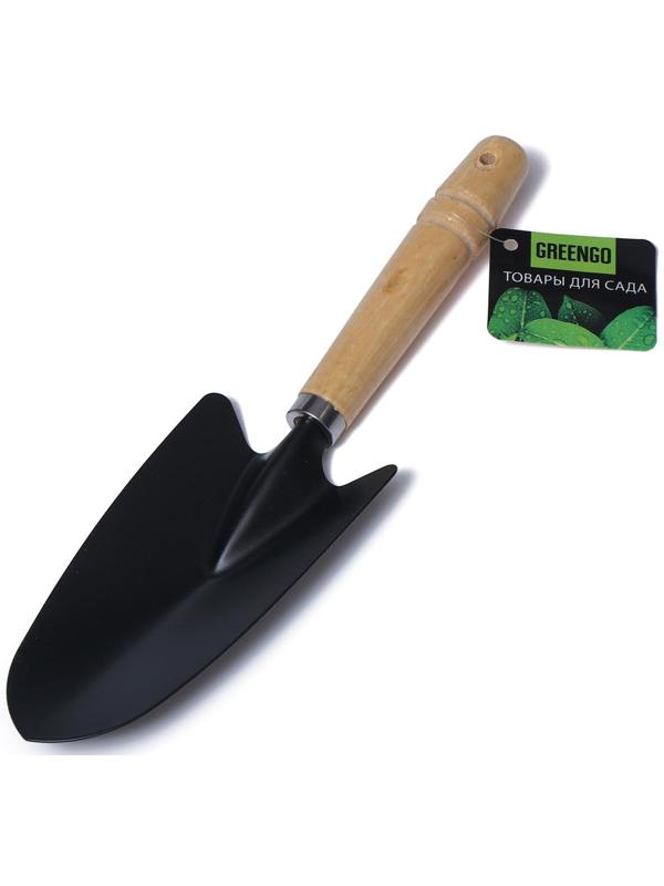 Совок посадочный, длина 27 см, ширина 7 см, деревянная ручка