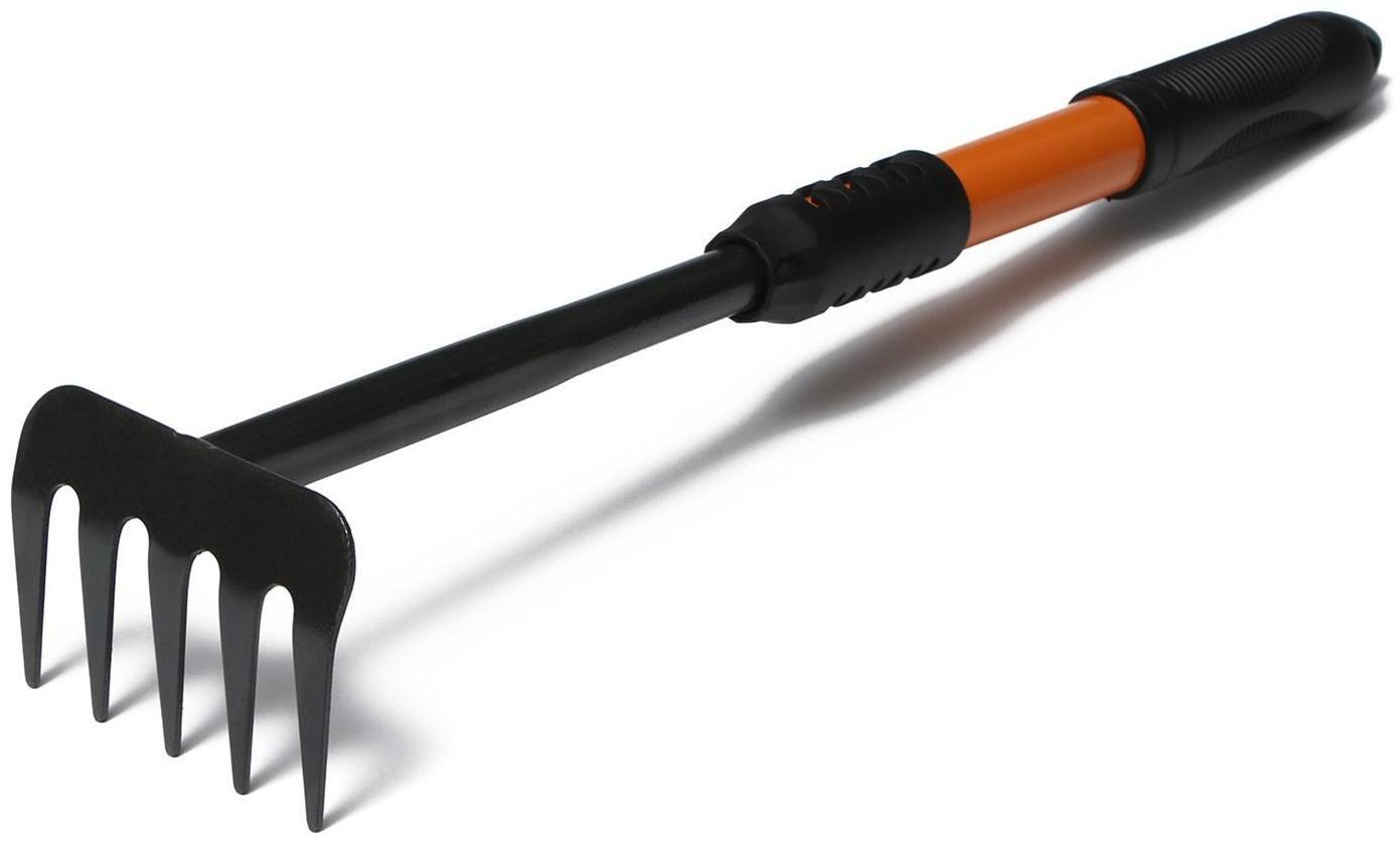 Грабли, длина 45 см, прорезиненная ручка, чёрные