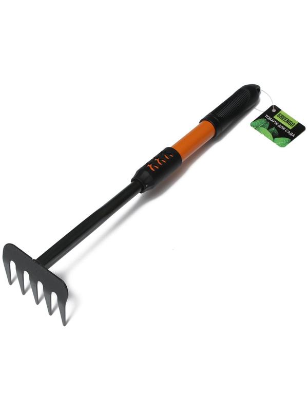 Грабли, длина 45 см, прорезиненная ручка, чёрные