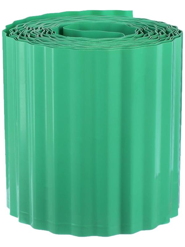 Лента бордюрная, 0.15 × 9 м, толщина 0.6 мм, пластиковая, гофра, зелёная