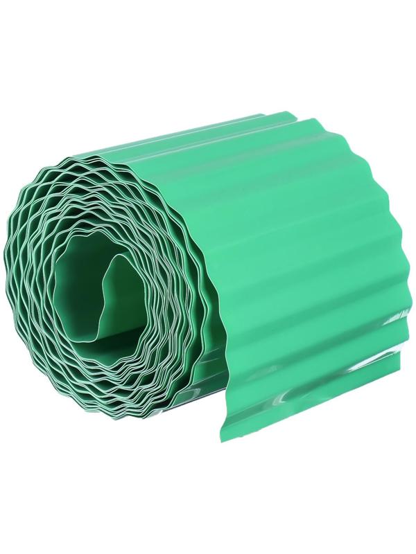 Лента бордюрная, 0.15 × 9 м, толщина 0.6 мм, пластиковая, гофра, зелёная