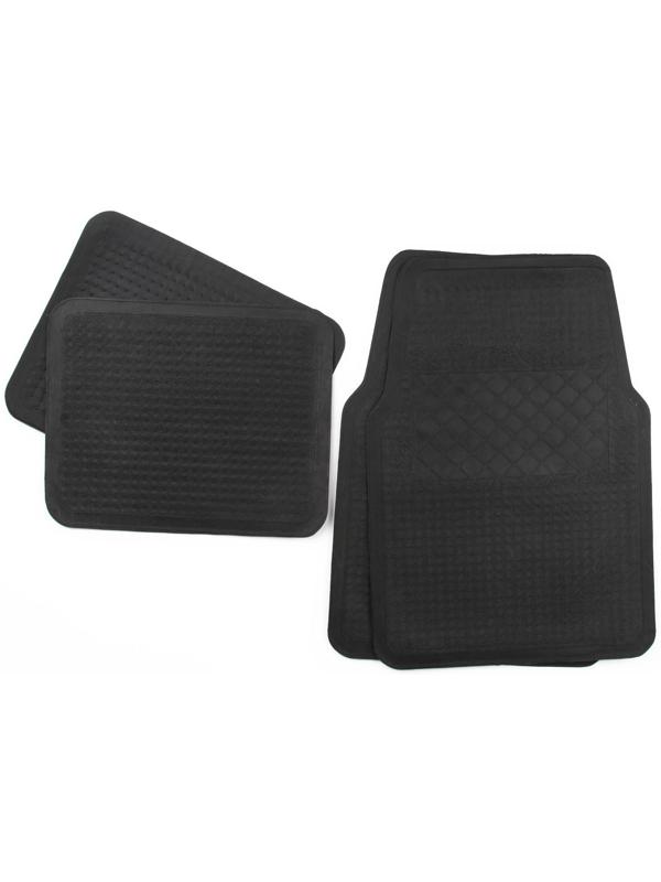 Коврики автомобильные TORSO, резина, 64х44 см, 44х33 см, черный, набор 4 шт