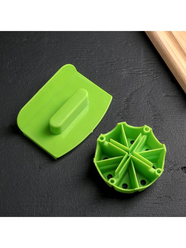 Тёрка с лотком Доляна «Фреш Флеш», 7 насадок, 27×10×12 см, цвет зелёный, белый