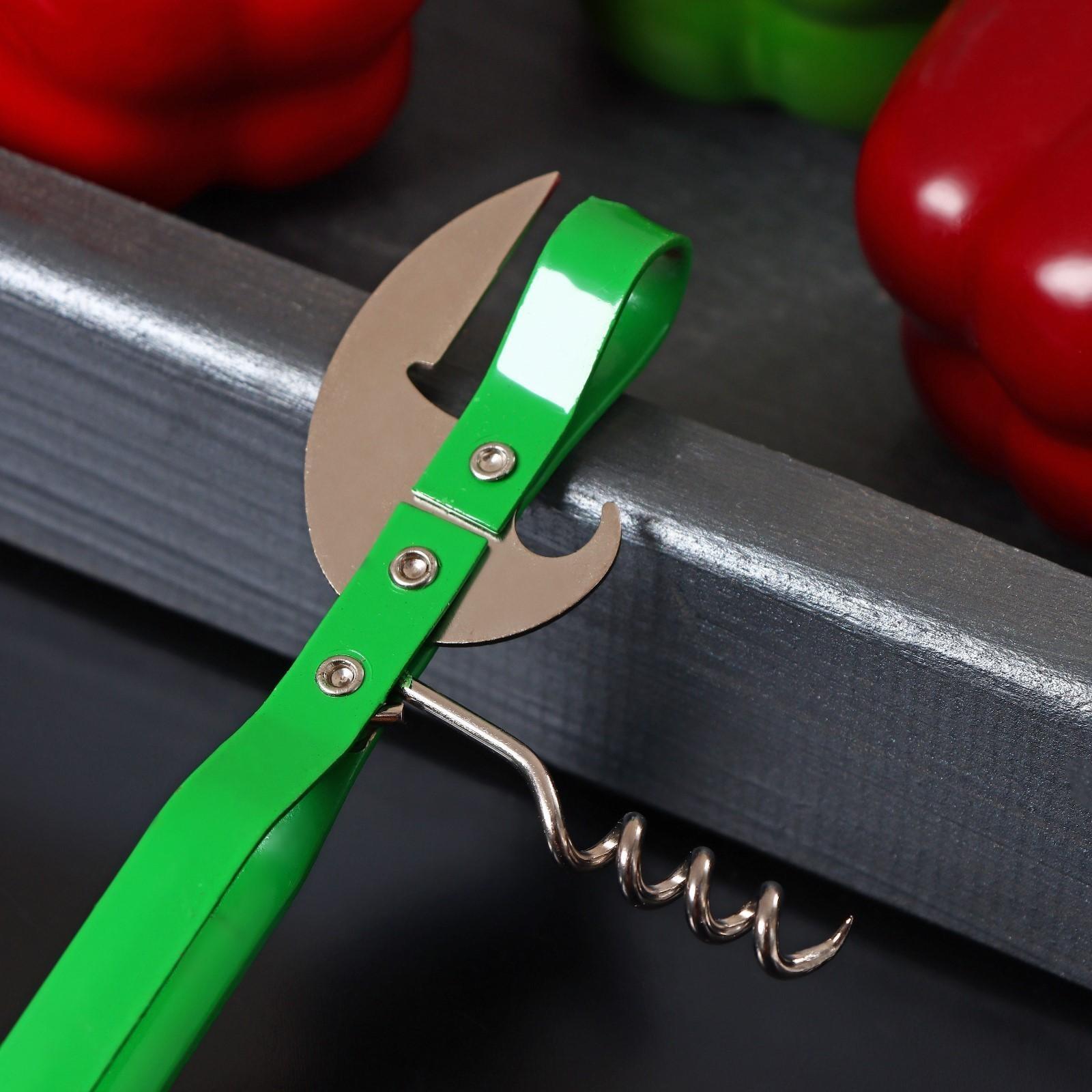 Открывалка-штопор Доляна «Помощник», 14 см, цвет МИКС