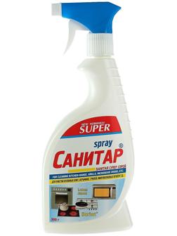 Средство для очистки плит, микроволновых печей Super Sanitar, лимон, спрей с курком, 500 г