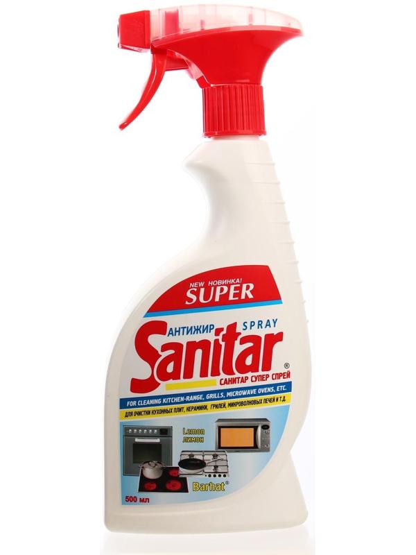 Средство для очистки плит, микроволновых печей Super Sanitar, лимон, спрей с курком, 500 г