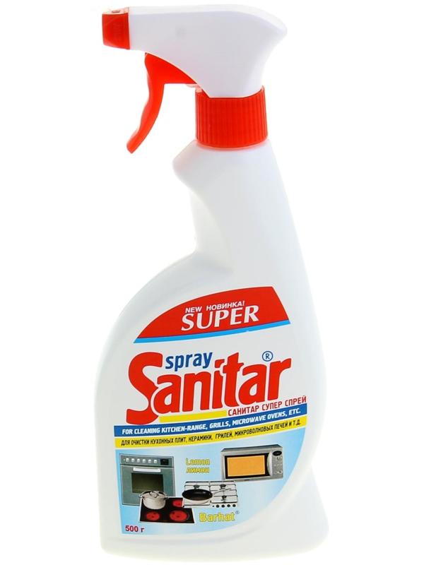 Средство для очистки плит, микроволновых печей Super Sanitar, лимон, спрей с курком, 500 г
