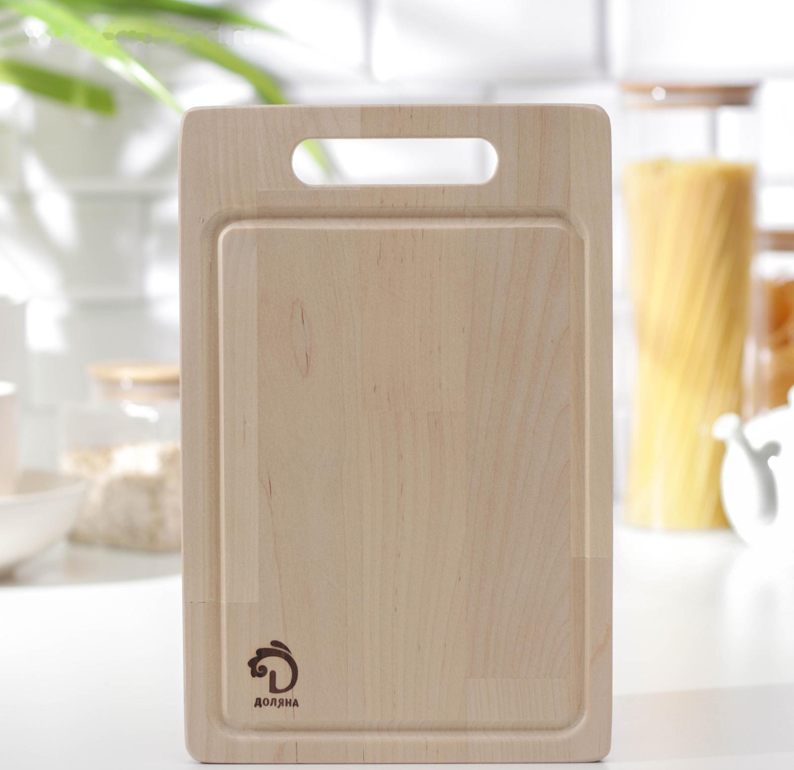 Доска разделочная Доляна «Фигурная ручка», 29×19×1,5 см, берёза