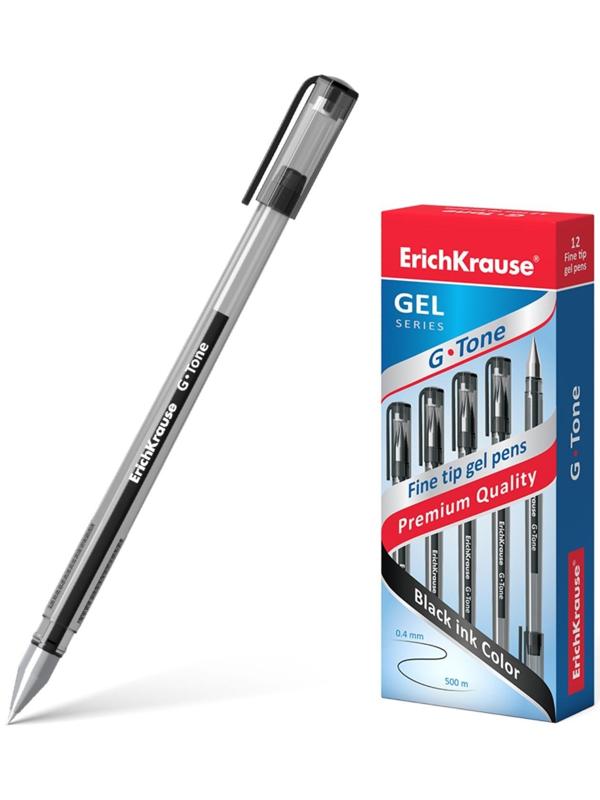 Ручка гелевая ErichKrause G-Tone, узел 0.5 мм, чернила чёрные, длина линии письма 500 метров