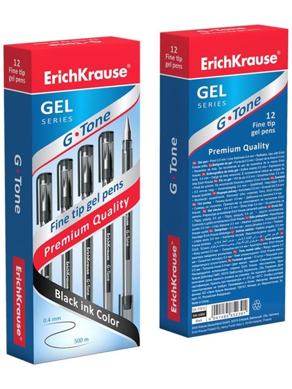 Ручка гелевая ErichKrause G-Tone, узел 0.5 мм, чернила чёрные, длина линии письма 500 метров
