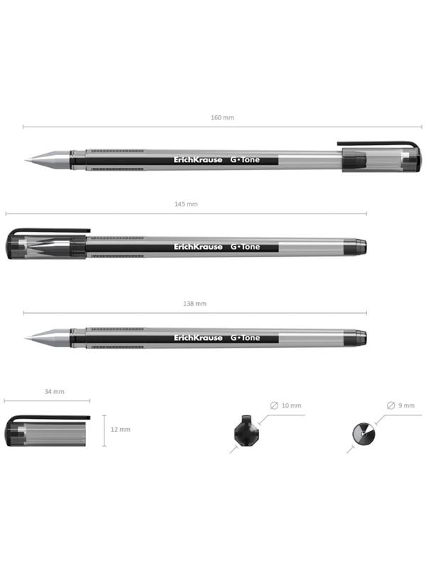 Ручка гелевая ErichKrause G-Tone, узел 0.5 мм, чернила чёрные, длина линии письма 500 метров
