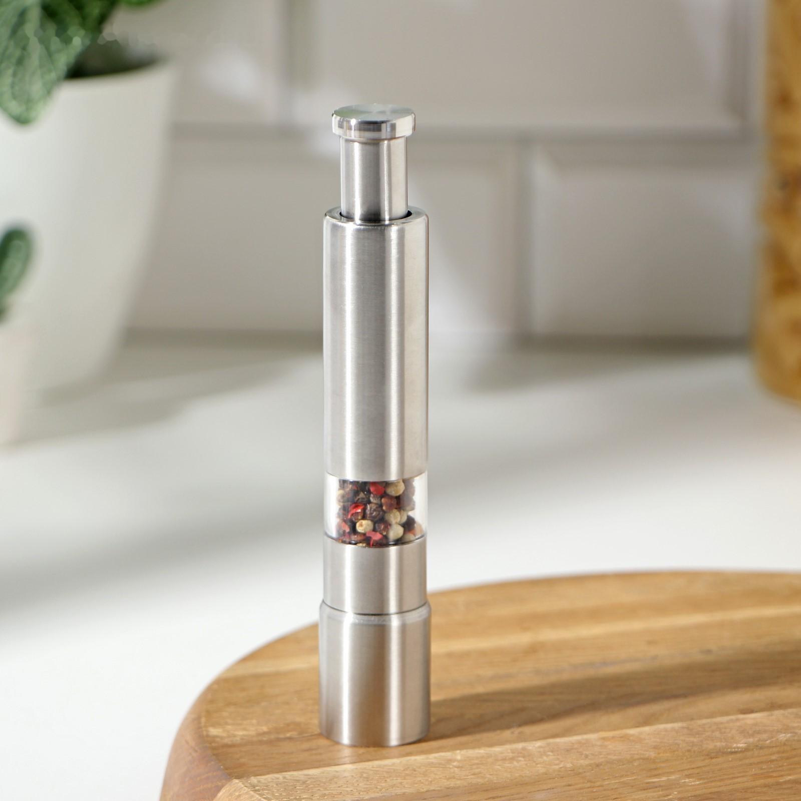 Мельница для специй Доляна «Элит», 15×3 см, металлический механизм, цвет серебряный