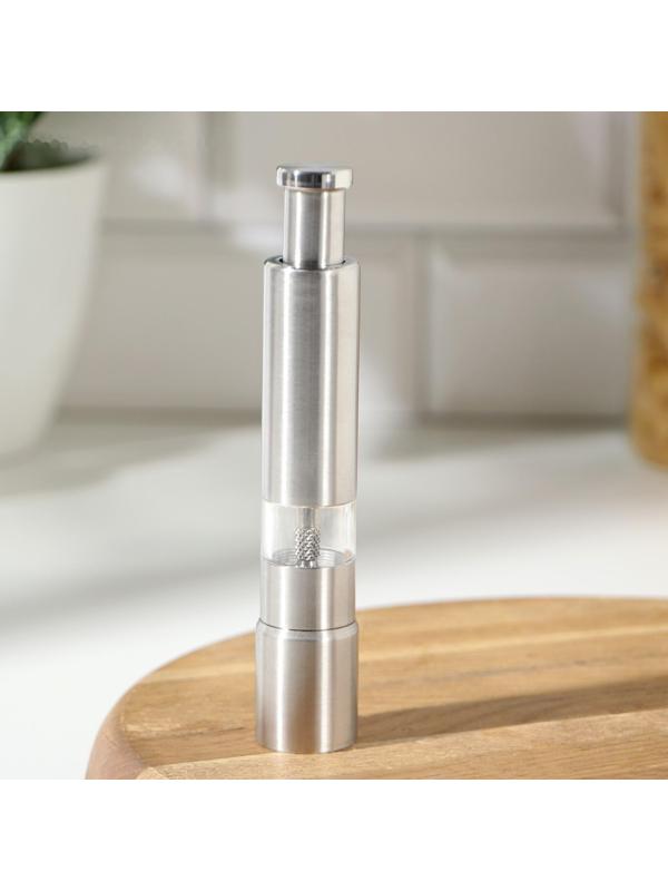 Мельница для специй Доляна «Элит», 15×3 см, металлический механизм, цвет серебряный