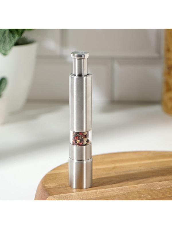 Мельница для специй Доляна «Элит», 15×3 см, металлический механизм, цвет серебряный