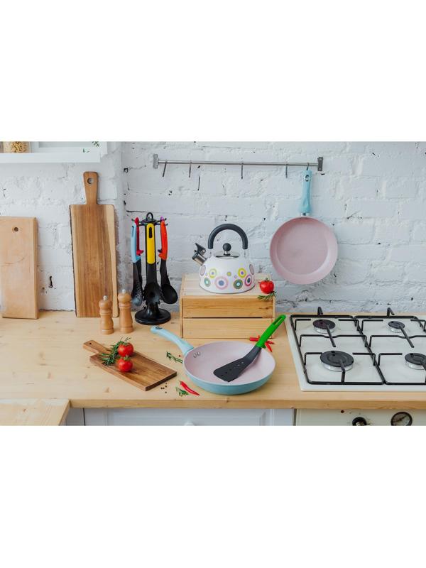 Набор кухонных принадлежностей Доляна «Монпансье», 6 предметов, на подставке, цвет МИКС