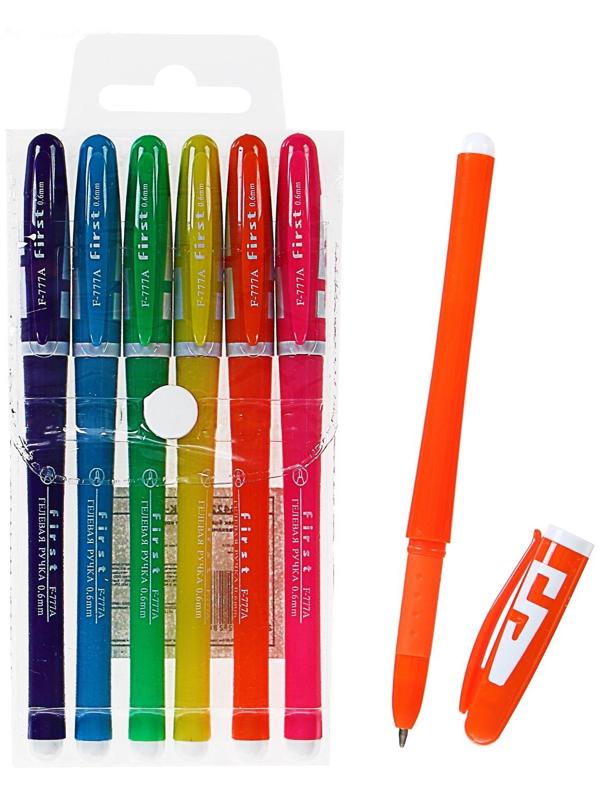 Набор гелевых ручек, 6 цветов, корпус цветной с белыми вставками, в блистере