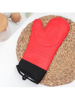 Рукавица силиконовая для горячего с манжетой Доляна «Профи», 36×18,5 см, цвет МИКС