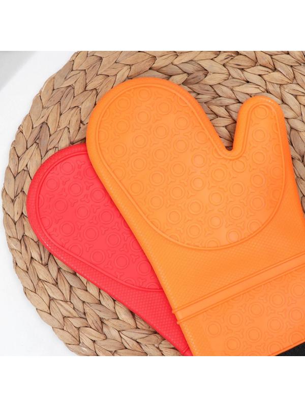 Рукавица силиконовая для горячего с манжетой Доляна «Профи», 36×18,5 см, цвет МИКС