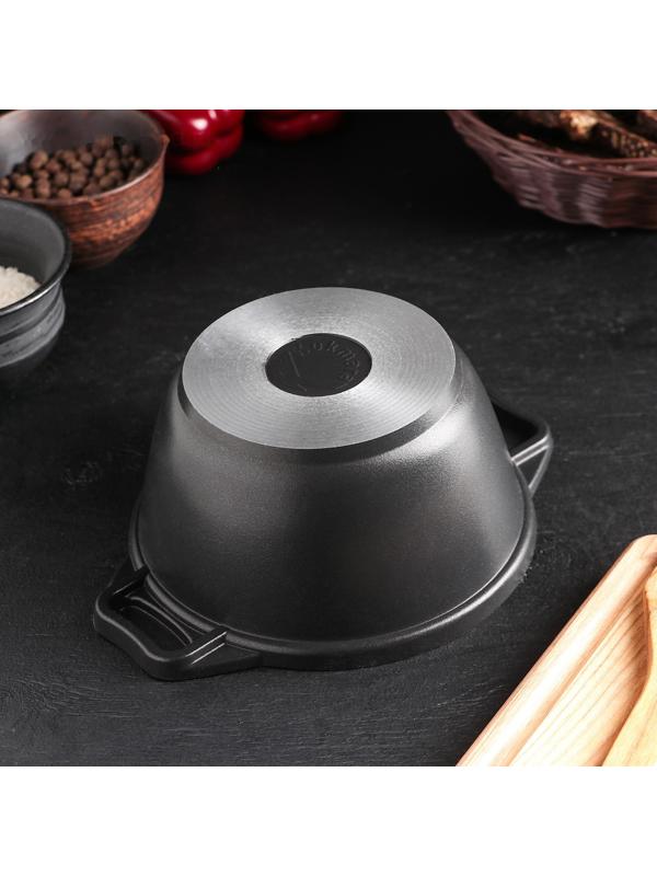 Кастрюля «Традиция», 1 л, 23×18×9 см, стеклянная крышка, антипригарное покрытие, цвет чёрный