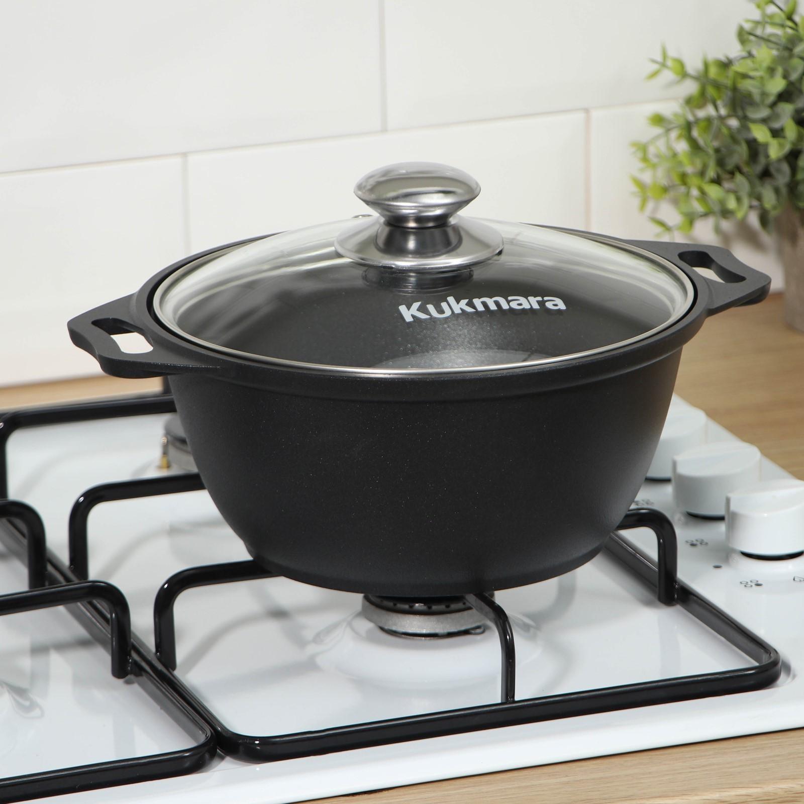 Кастрюля «Традиция», 2 л, 28×22,5×10,5 см, стеклянная крышка, антипригарное покрытие, цвет чёрный