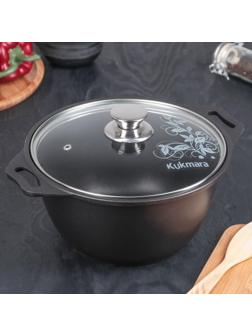 Кастрюля «Традиция», 3 л, 22×12,5 см, стеклянная крышка, антипригарное покрытие, цвет чёрный