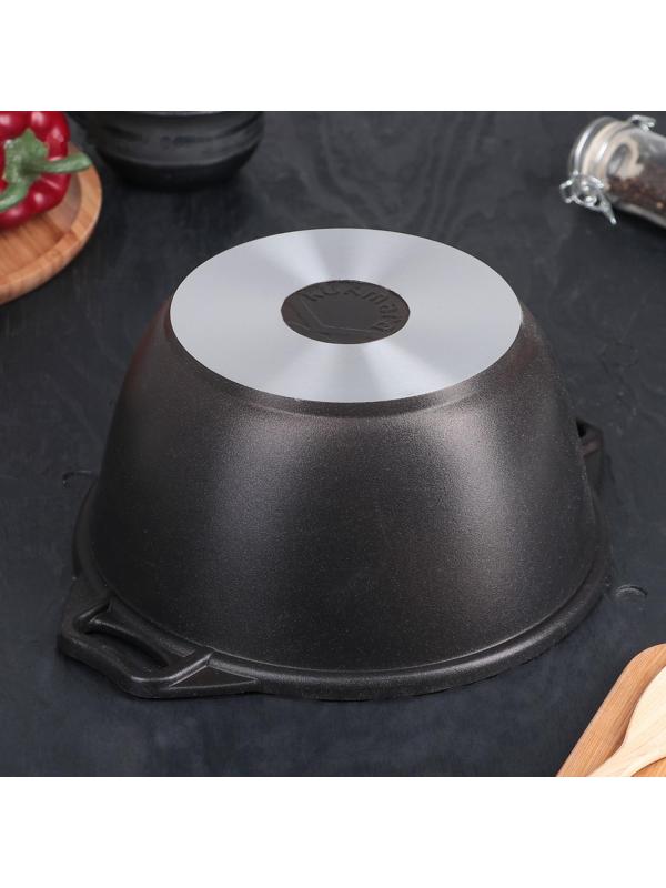 Кастрюля «Традиция», 3 л, 22×12,5 см, стеклянная крышка, антипригарное покрытие, цвет чёрный