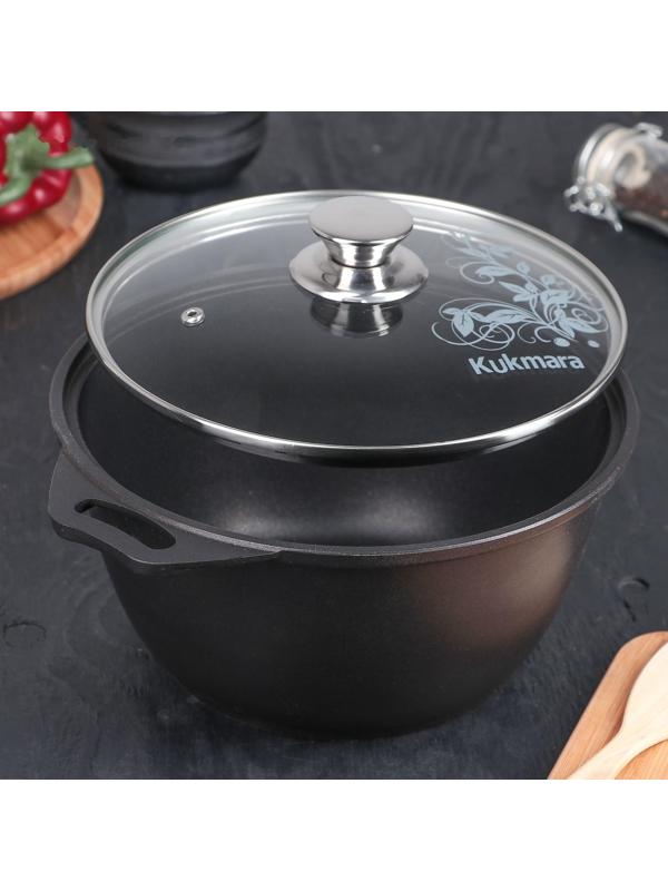 Кастрюля «Традиция», 3 л, 22×12,5 см, стеклянная крышка, антипригарное покрытие, цвет чёрный