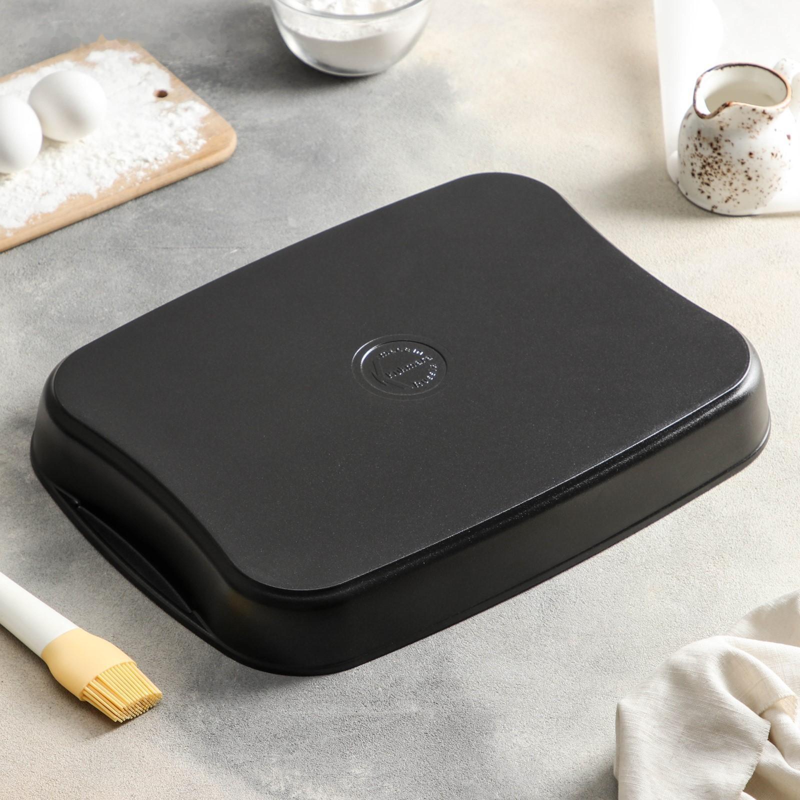 Противень «Традиция», 40,2×29,6×5 см, антипригарное покрытие, цвет чёрный