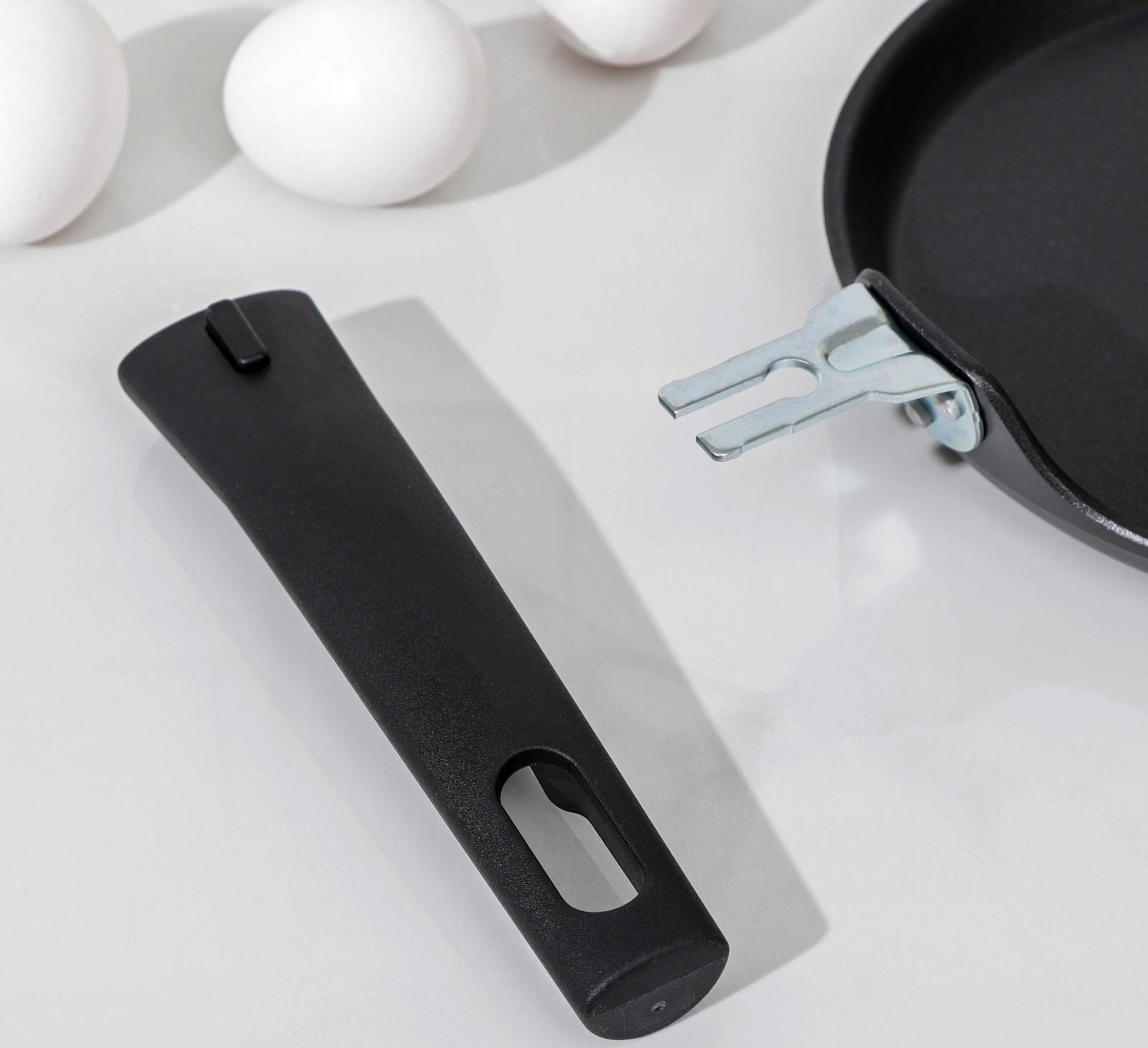 Сковорода блинная «Традиция», d=20 см, съёмная ручка, антипригарное покрытие, цвет чёрный