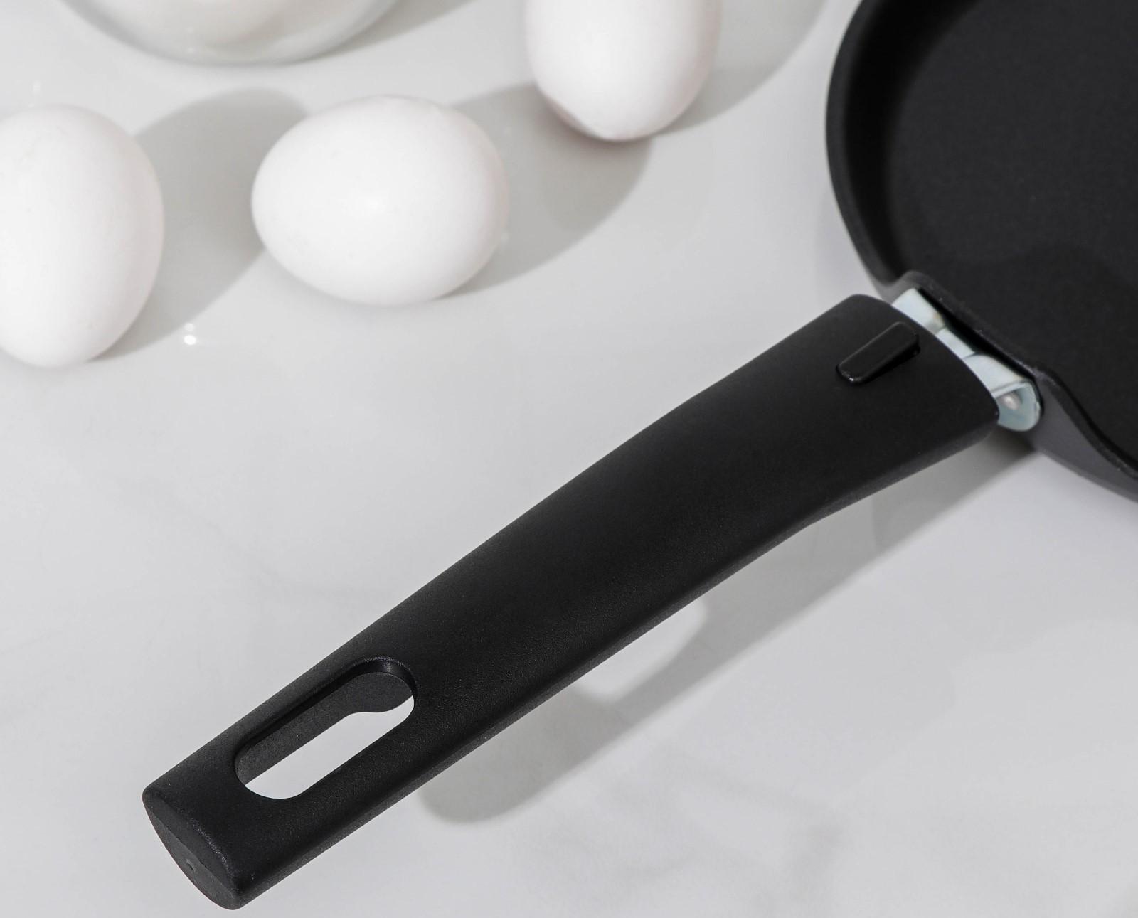 Сковорода блинная «Традиция», d=20 см, съёмная ручка, антипригарное покрытие, цвет чёрный