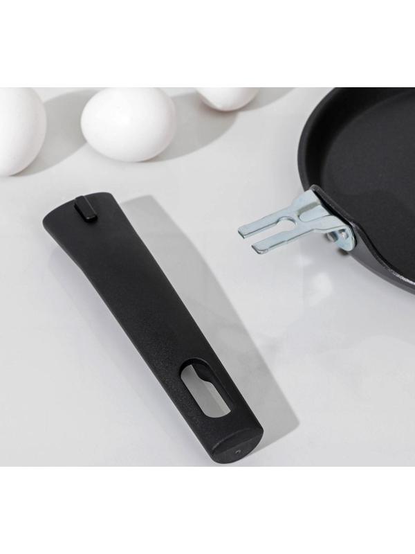 Сковорода блинная «Традиция», d=20 см, съёмная ручка, антипригарное покрытие, цвет чёрный